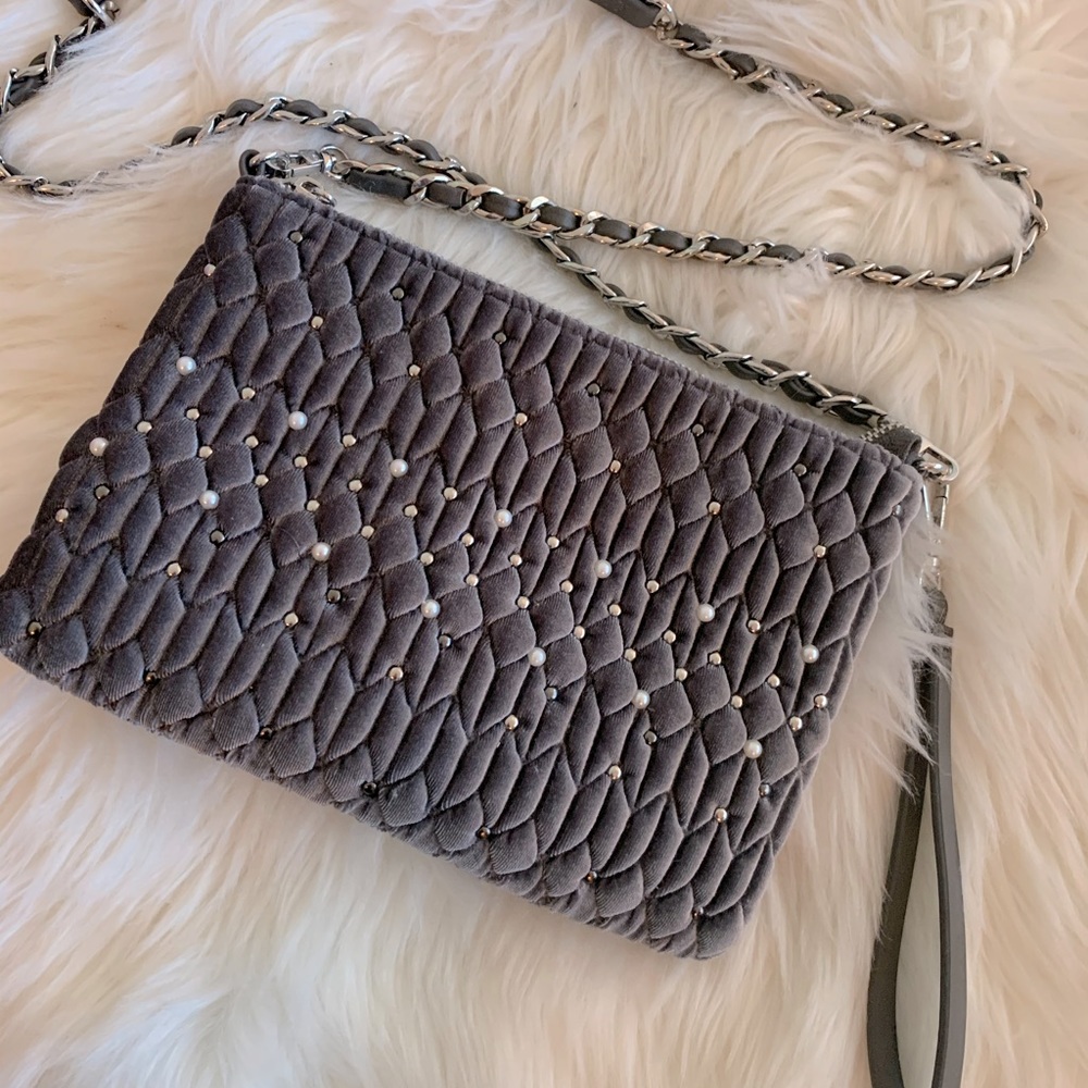 Grey Velvet Convertible Clutch